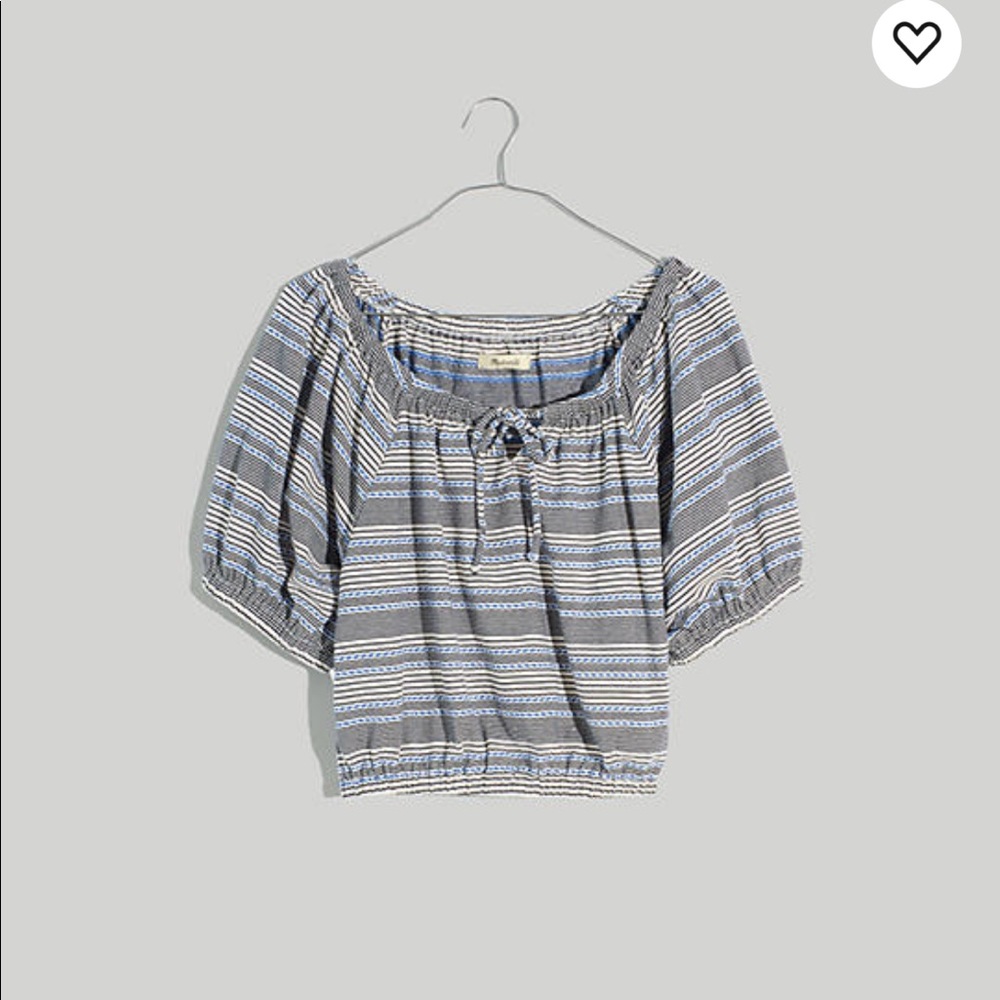 Madewell jacquard keyhole stripe crop top